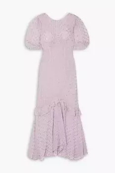 Платье миди из шелкового газа Cheryl с оборками и эффектом металлик RIXO, сиреневый