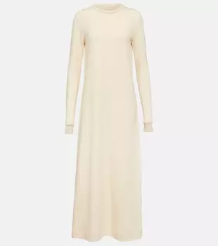 Платье миди из шерсти и хлопка Jil Sander, белый