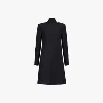 Платье миди из шерсти и шелка с круглым вырезом и отделкой бантом Valentino Garavani, черный