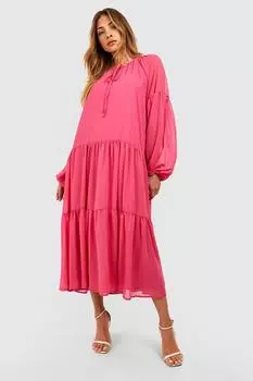 Платье миди из шифона Boohoo, розовый