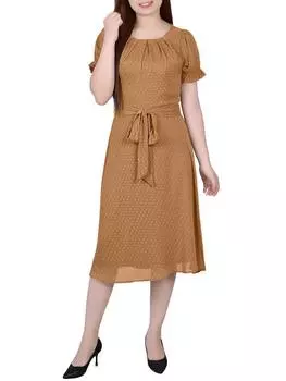 Платье миди из шифона длиной до колена для миниатюрных женщин NY Collection, цвет meerkat rectangle