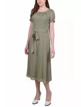 Платье миди из шифона длиной до колена для миниатюрных женщин NY Collection, зеленый