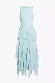 Платье миди из шифона с оборками BADGLEY MISCHKA, синий