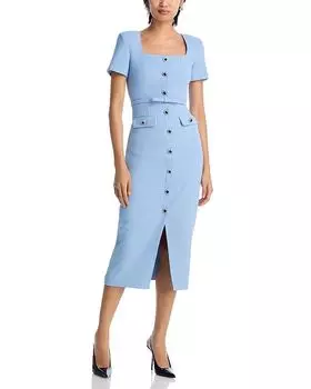 Платье-миди из синего крепа Self-Portrait, синий