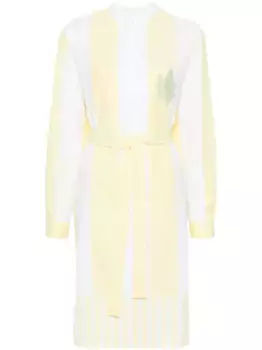 Платье миди из сирсакера с поясом Maison Kitsun, белый