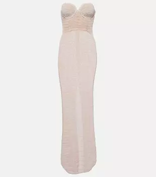 Платье миди из смеси хлопка и льна крючком. Magda Butrym, белый