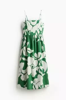 Платье миди из смеси льна H&M, зеленый