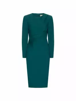 Платье миди из смеси шерсти и шелка Roland Mouret, зелёный