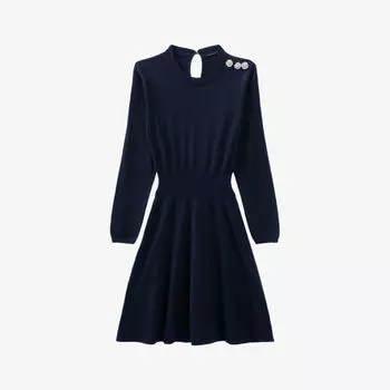 Платье миди из смесового хлопка с пуговицами Diamante Ikks, темно-синий