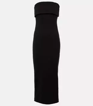 Платье миди из смесового хлопка с разрезом на коленях и спине Entire Studios, черный