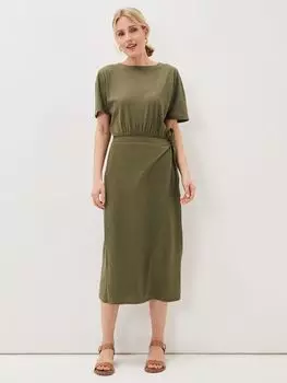 Платье миди из смесового льна Phase Eight Emmalyn с завязкой на талии, цвет хаки