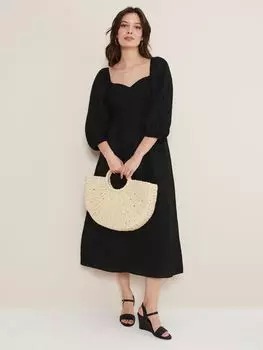 Платье миди из смесового льна Phase Eight Shola, черный