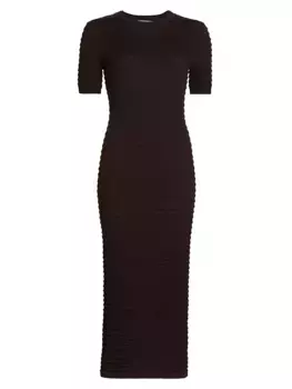 Платье миди из смесового шелка со сборками Frame, цвет espresso