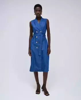 Платье миди из светлого денима Salsa Jeans, синий