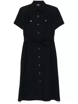 Платье миди из ткани сирсакер APC A.P.C., черный