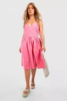 Платье миди из тканой стрелки Boohoo, розовый