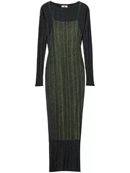 Платье миди из трикотажа в рубчик TWINSET, серый
