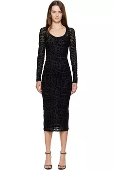 Платье миди из тюля с эффектом ликвификации Versace Jeans Couture, черный