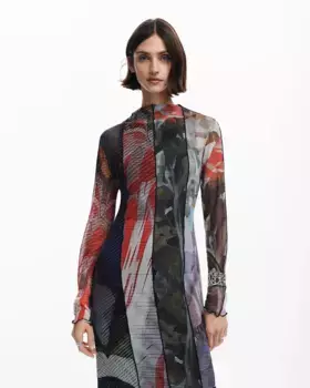Платье миди из тюля с принтом Desigual, мультиколор