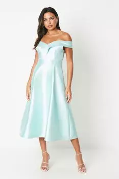 Платье миди из твила со складками и открытой спиной Coast, зеленый