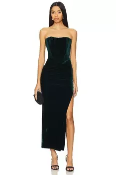 Платье миди из велюра everlasting Bardot, зеленый