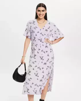 Платье миди из вискозы с цветочным принтом Esprit, цвет Lila