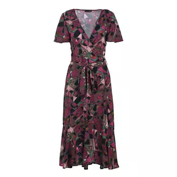 Платье миди из вискозы с геометрическим узором Conquista, красный