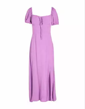 Платье-миди из вискозы с пышными рукавами 8 by YOOX, лиловый