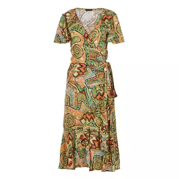 Платье миди из вискозы с узором трайбл-рапсодия Conquista, оранжевый