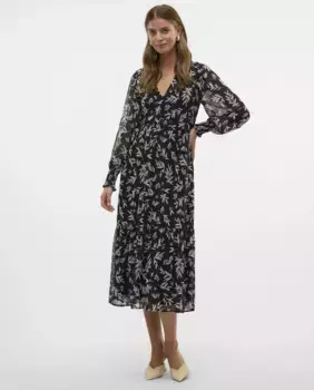 Платье миди из воздушной ткани Vero Moda, черный