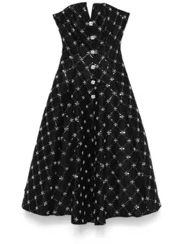 Платье миди из жаккарда с вышивкой NISSA, черный