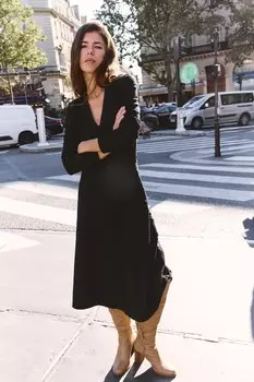 Платье миди из жаккардового платья ZARA, черный