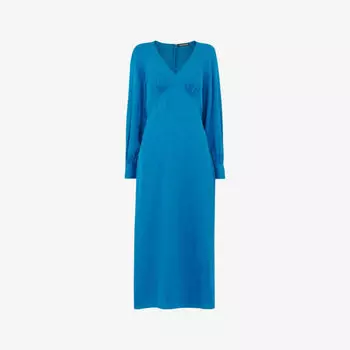 Платье миди из жаккардовой ткани serpent с длинными рукавами Whistles, синий