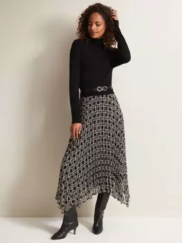 Платье миди изящной вязки с геометрическим узором Carle Phase Eight, мульти