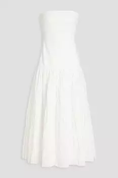 Платье миди Jaxon без бретелек из хлопкового джерси и поплина NICHOLAS, белый