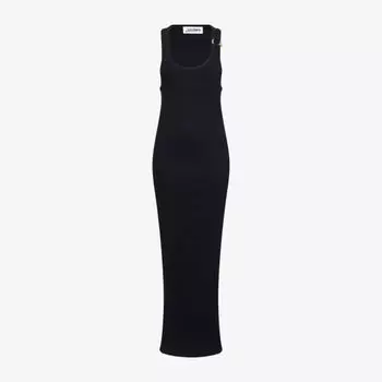 Платье миди Jean Paul Gaultier из хлопкового джерси с круглым вырезом, черный