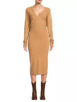 Платье миди Jenna из смесовой шерсти Reiss, цвет Camel