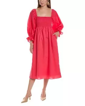 Платье миди JL LUXE из льняной смеси, розовый