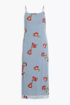 Платье миди Joelene из крепона с вышивкой RAG & BONE, синий