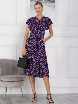 Платье миди Jolie Moi Beverley Spot, Темно-синий/Мульти