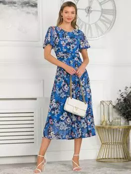Платье миди Jolie Moi Giana с цветочным принтом, королевский синий/мульти