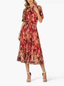 Платье миди Jolie Moi Tina с водолазкой, оранжевый/мульти