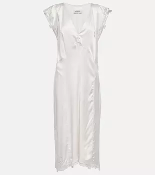 Платье миди jordina из смесового шелка Isabel Marant, белый