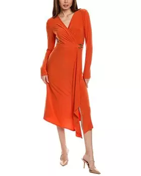 Платье-миди Joseph Ribkoff с драпировкой и сюрплиссом, оранжевый