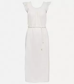 Платье миди Justine из хлопкового газа VELVET, белый