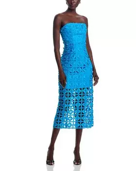 Платье миди Kait Tile с кружевом - эксклюзив MILLY, синий