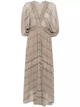 Платье миди каос люрекс kaos, коричневый