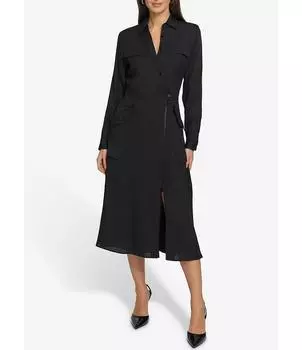Платье миди карго с закатанными рукавами DKNY, черный