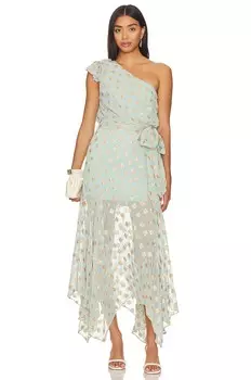 Платье миди Karina Grimaldi x REVOLVE Letizia Metallic, цвет Tiffany Blue