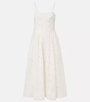 Платье миди Kittiya из хлопка с вышивкой ришелье Simkhai, белый
